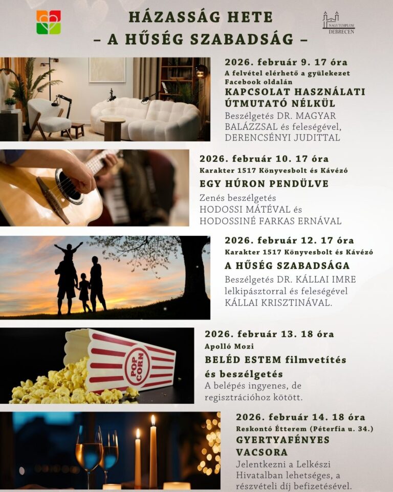 A házasság hetének leírt programja képes plakáton.